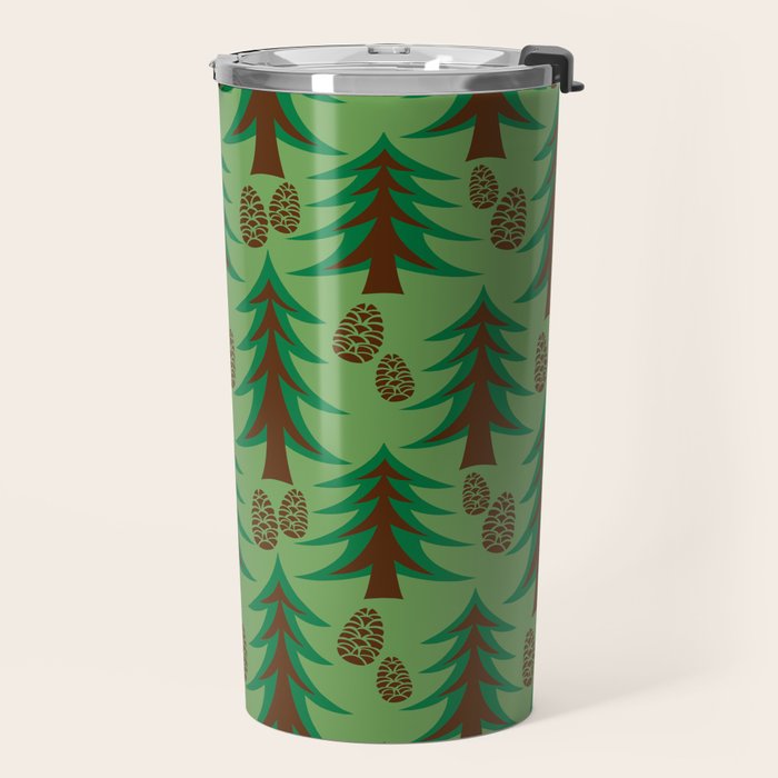 Abstract Fir Trees and Pine Cones Travel Mug Gallery Image 2