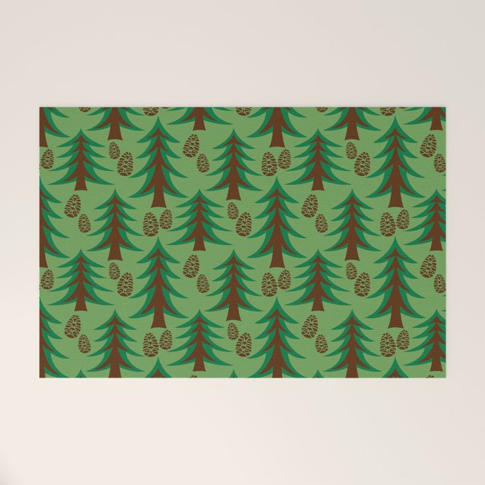 Abstract Fir Trees and Pine Cones Welcome Mat Gallery Image 1