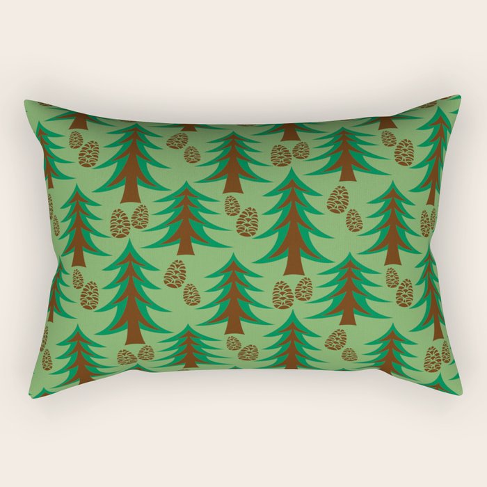 Abstract Fir Trees and Pine Cones Rectangular Pillow Gallery Image 2