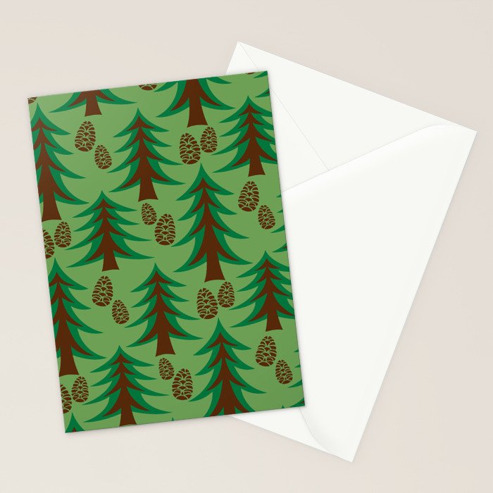 Abstract Fir Trees and Pine Cones Stationery Card Gallery Image 2