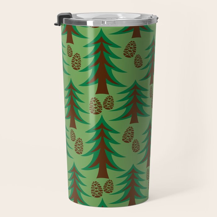 Abstract Fir Trees and Pine Cones Travel Mug Gallery Image 3