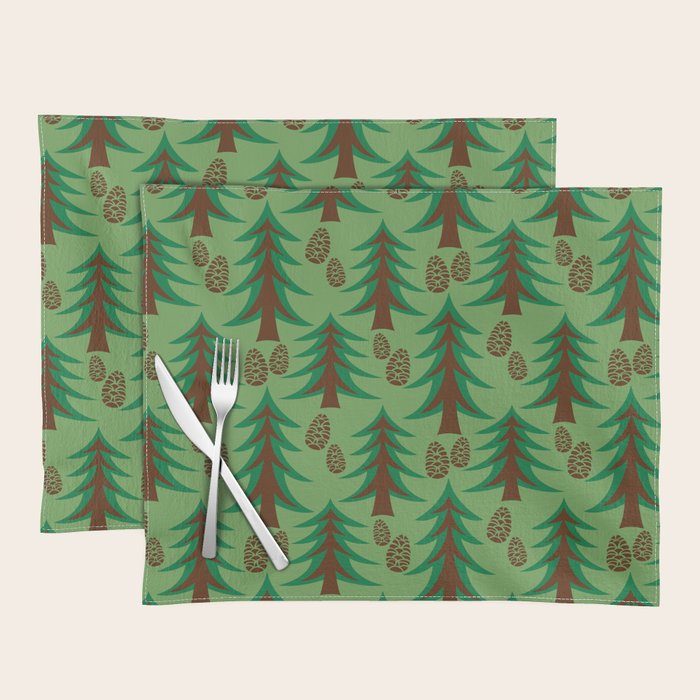 Abstract Fir Trees and Pine Cones Placemat Gallery Image 1