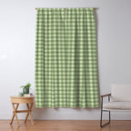Gingham Plaid Pattern - Natural Green Window Curtain Gallery Image 5