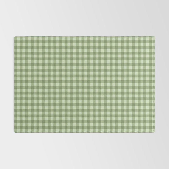 Gingham Plaid Pattern - Natural Green Rug Gallery Image 2