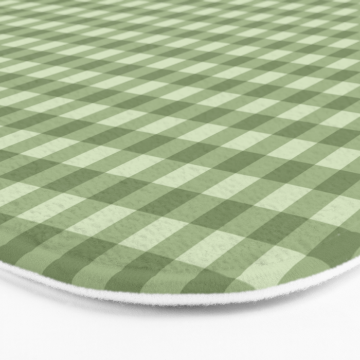 Gingham Plaid Pattern - Natural Green Bath Mat Gallery Image 3