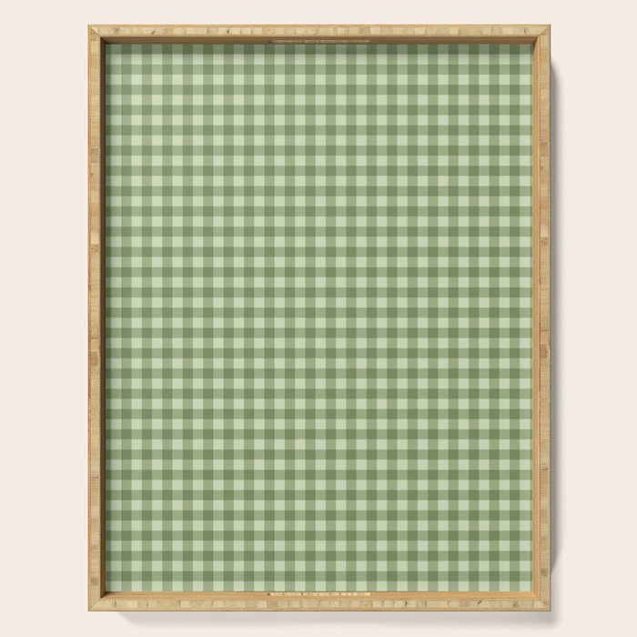 Gingham Plaid Pattern - Natural Green Serving Tray Gallery Image 1