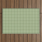 Gingham Plaid Pattern - Natural Green Outdoor Rug Gallery Image 1