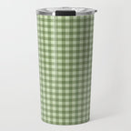 Gingham Plaid Pattern - Natural Green Travel Mug Gallery Image 1
