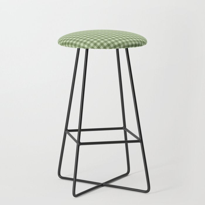 Gingham Plaid Pattern - Natural Green Stool Gallery Image 1