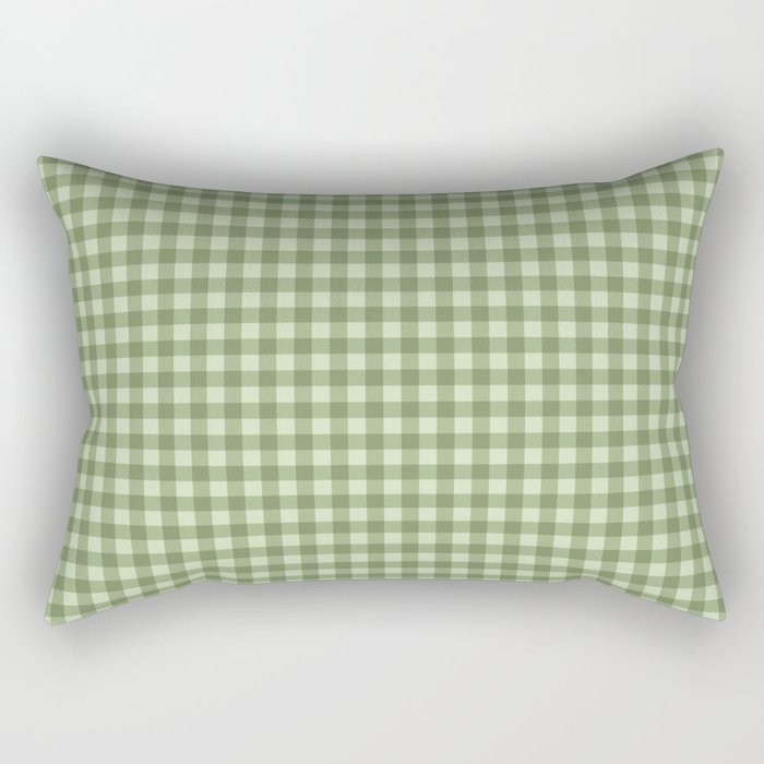Gingham Plaid Pattern - Natural Green Rectangular Pillow Gallery Image 1