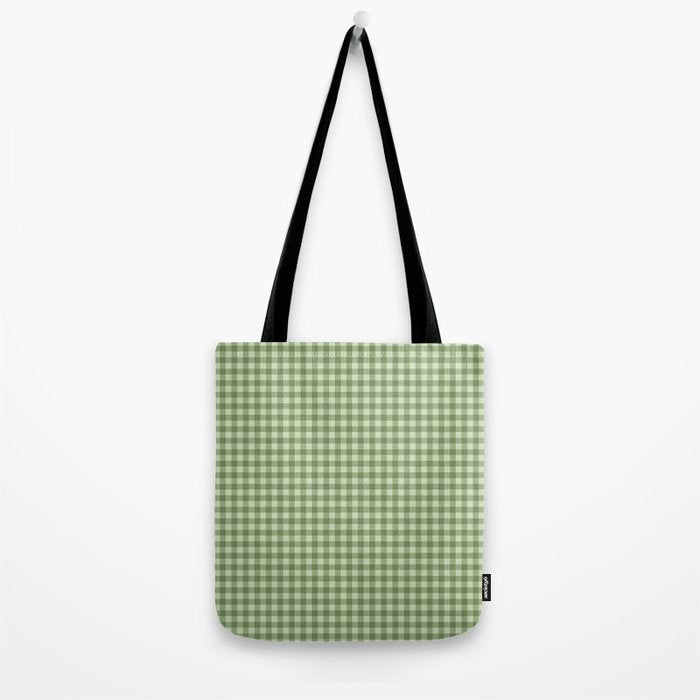 Gingham Plaid Pattern - Natural Green Tote Bag Gallery Image 2