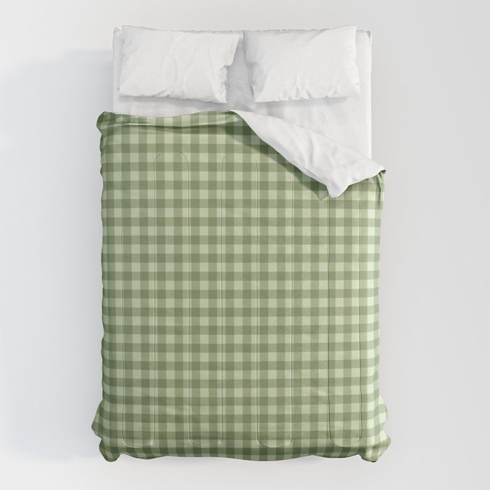 Gingham Plaid Pattern - Natural Green Comforter Gallery Image 1