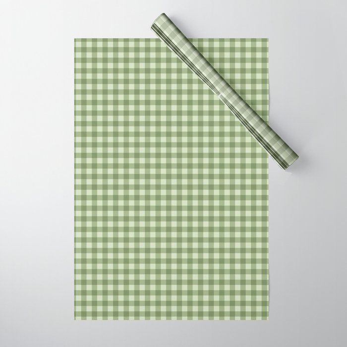 Gingham Plaid Pattern - Natural Green Wrapping Paper Gallery Image 1