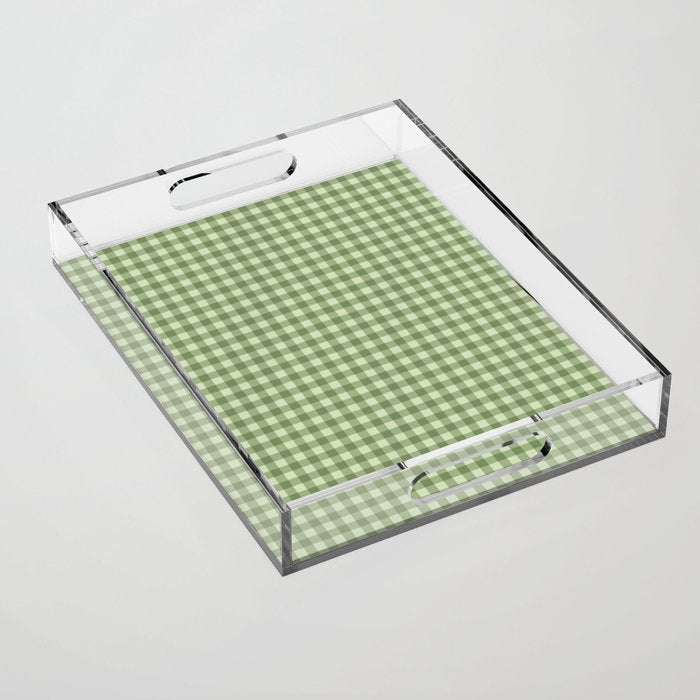 Gingham Plaid Pattern - Natural Green Acrylic Tray Gallery Image 1