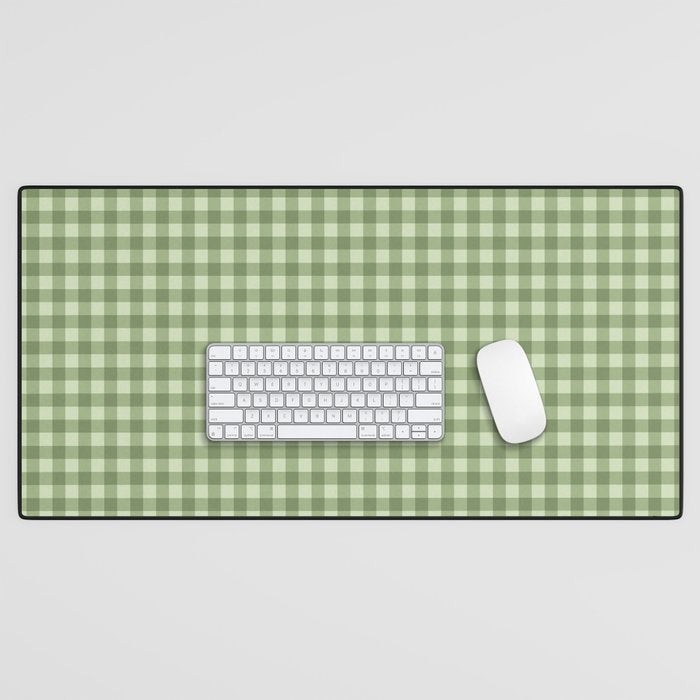 Gingham Plaid Pattern - Natural Green Desk Mat Gallery Image 1