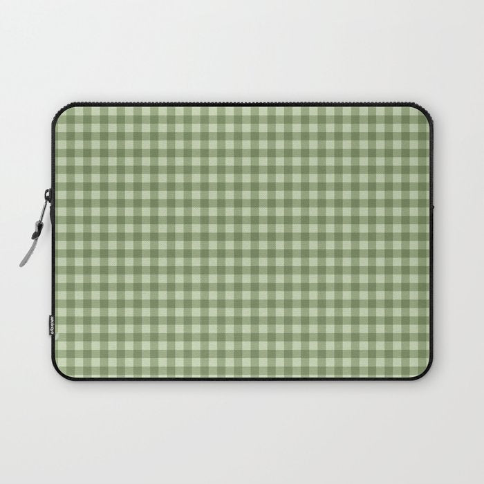 Gingham Plaid Pattern - Natural Green Laptop Sleeve Gallery Image 1