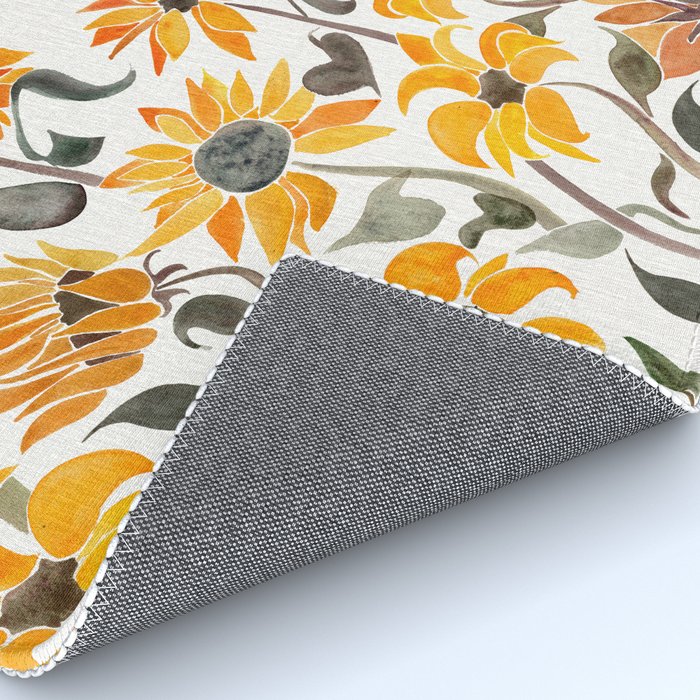 Sunflower Watercolor - Yellow & Black Palette Rug Gallery Image 4