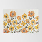 Sunflower Watercolor - Yellow & Black Palette Rug Gallery Image 2