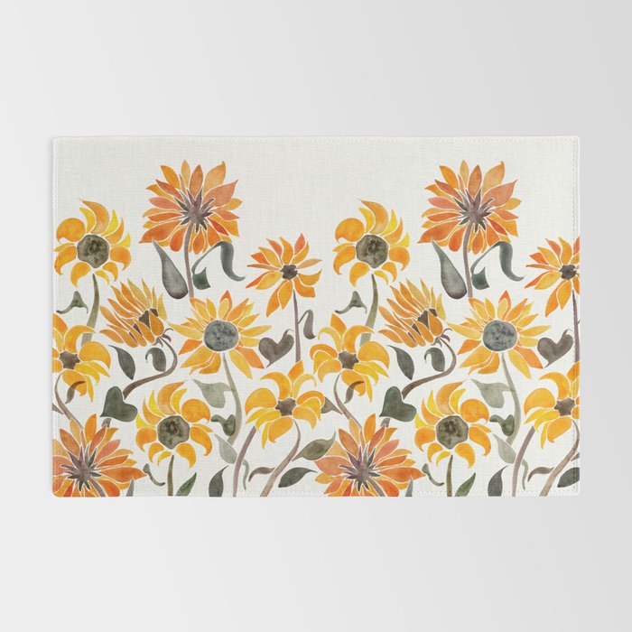 Sunflower Watercolor - Yellow & Black Palette Rug Gallery Image 2