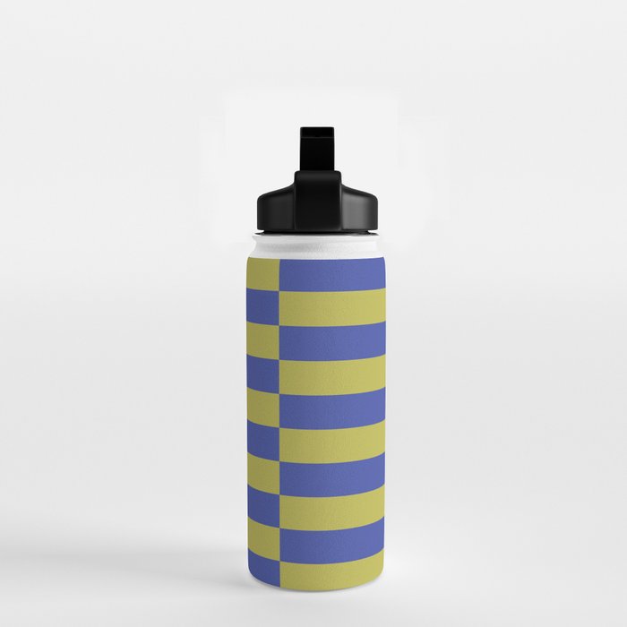 Bold Striped Pattern with Electric Cobalt and Chartreuse Colors Water Bottle Gallery Image 2
