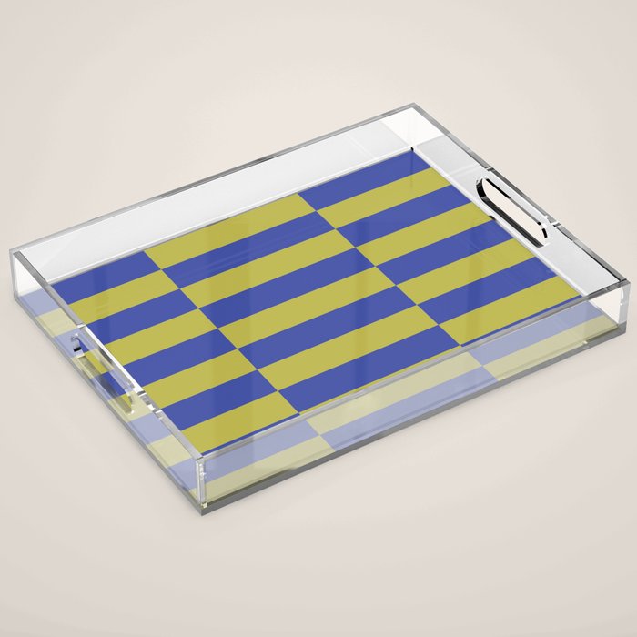 Bold Striped Pattern with Electric Cobalt and Chartreuse Colors Acrylic Tray Gallery Image 1