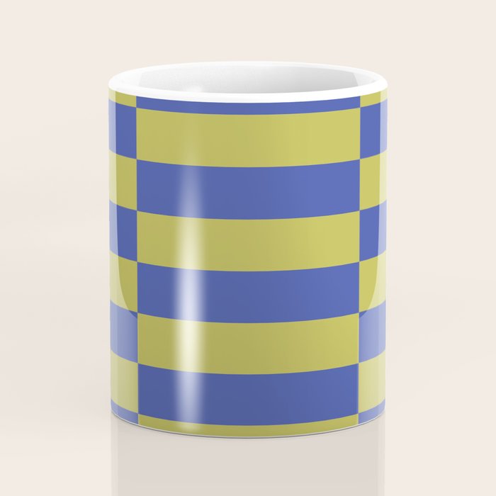 Bold Striped Pattern with Electric Cobalt and Chartreuse Colors Coffee Mug Gallery Image 4