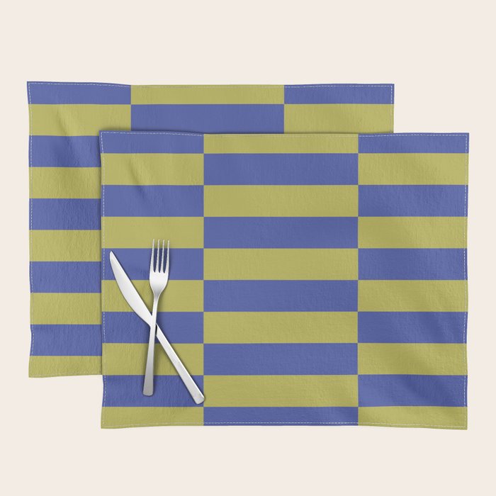 Bold Striped Pattern with Electric Cobalt and Chartreuse Colors Placemat Gallery Image 1