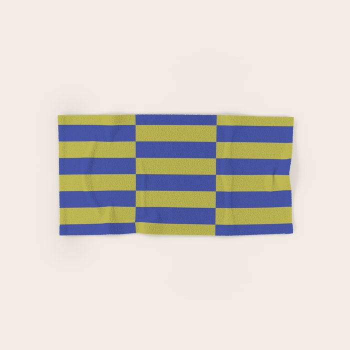Bold Striped Pattern with Electric Cobalt and Chartreuse Colors Bath Towel Gallery Image 1