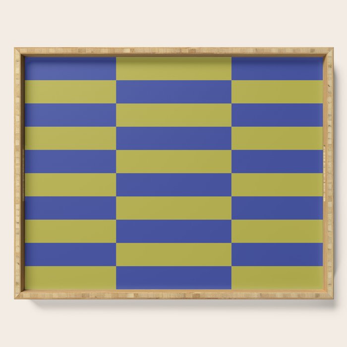 Bold Striped Pattern with Electric Cobalt and Chartreuse Colors Serving Tray Gallery Image 1