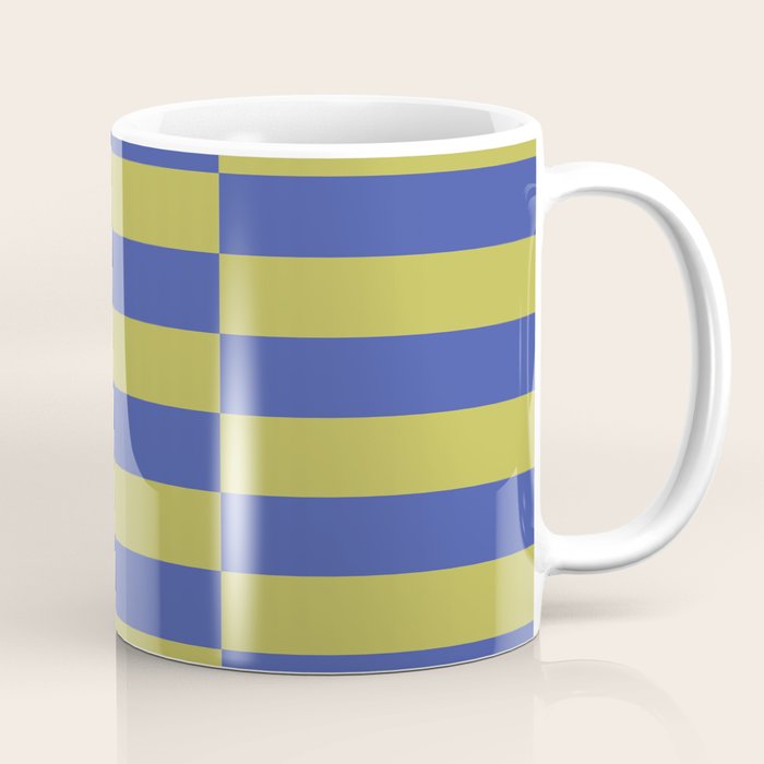 Bold Striped Pattern with Electric Cobalt and Chartreuse Colors Coffee Mug Gallery Image 1