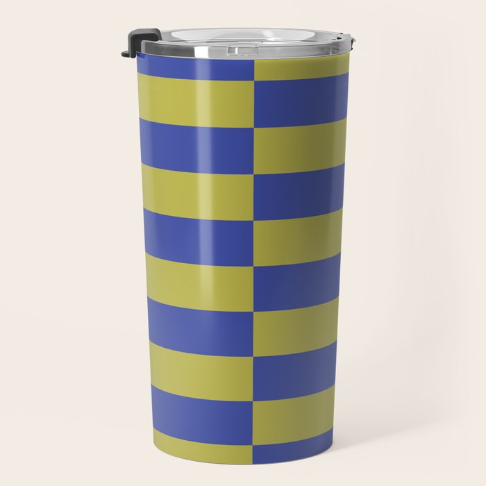 Bold Striped Pattern with Electric Cobalt and Chartreuse Colors Travel Mug Gallery Image 3
