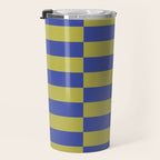 Bold Striped Pattern with Electric Cobalt and Chartreuse Colors Travel Mug Gallery Image 3