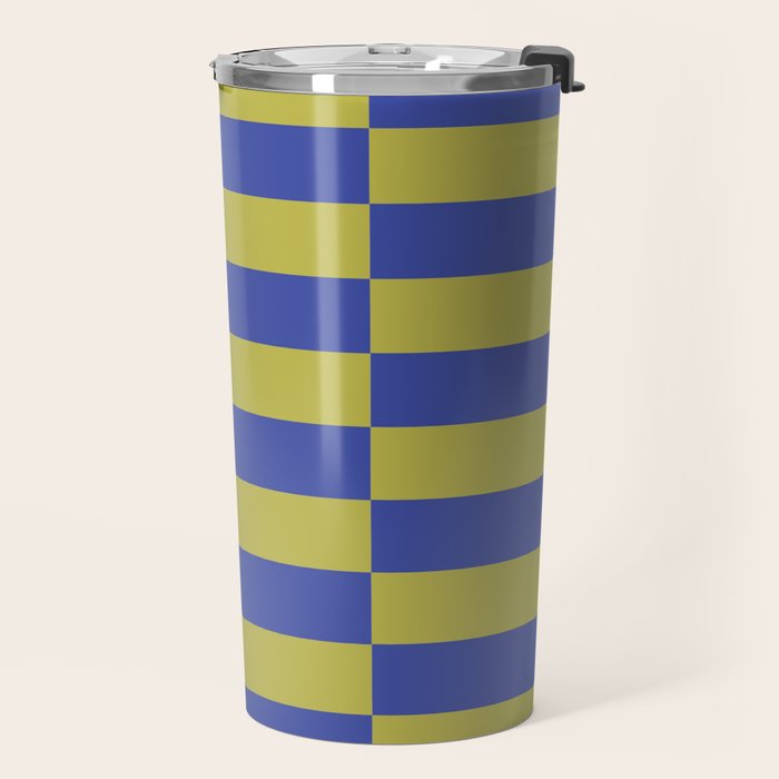 Bold Striped Pattern with Electric Cobalt and Chartreuse Colors Travel Mug Gallery Image 2