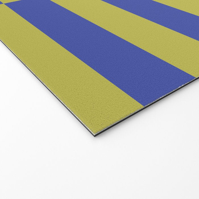 Bold Striped Pattern with Electric Cobalt and Chartreuse Colors Welcome Mat Gallery Image 2