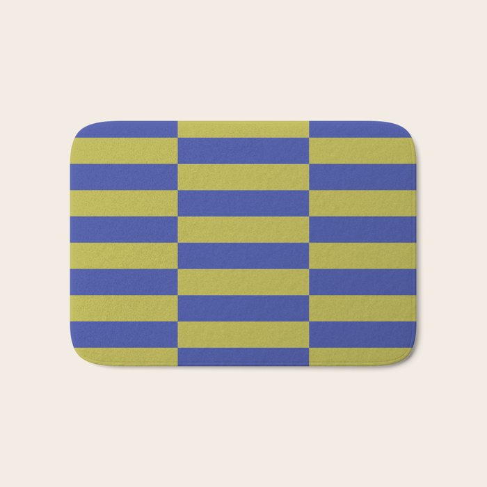 Bold Striped Pattern with Electric Cobalt and Chartreuse Colors Bath Mat Gallery Image 1