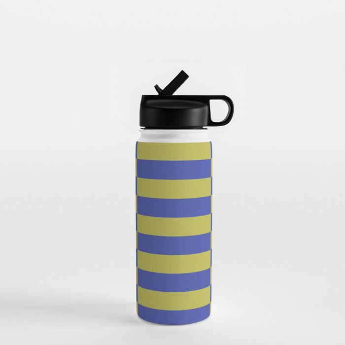 Bold Striped Pattern with Electric Cobalt and Chartreuse Colors Water Bottle Gallery Image 1