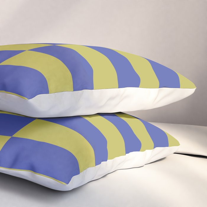 Bold Striped Pattern with Electric Cobalt and Chartreuse Colors Pillow Sham Gallery Image 3
