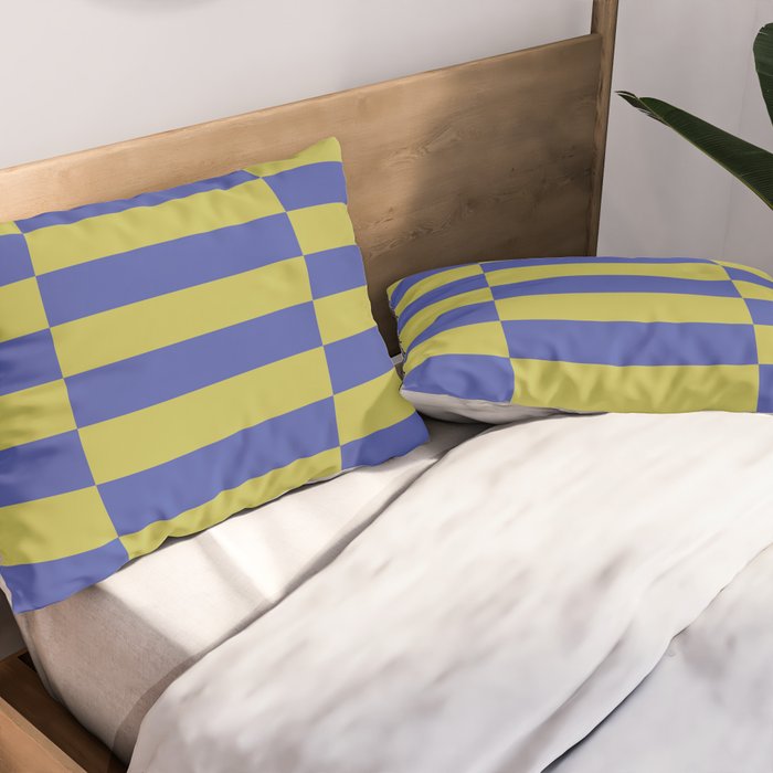 Bold Striped Pattern with Electric Cobalt and Chartreuse Colors Pillow Sham Gallery Image 2