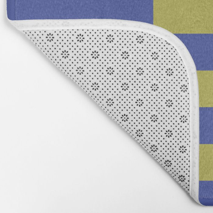 Bold Striped Pattern with Electric Cobalt and Chartreuse Colors Bath Mat Gallery Image 2