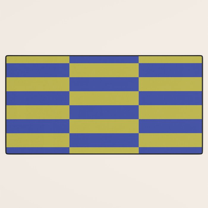 Bold Striped Pattern with Electric Cobalt and Chartreuse Colors Desk Mat Gallery Image 3
