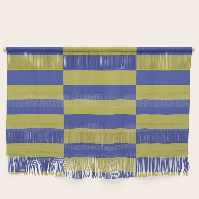 Bold Striped Pattern with Electric Cobalt and Chartreuse Colors Wall Hanging Gallery Image 1