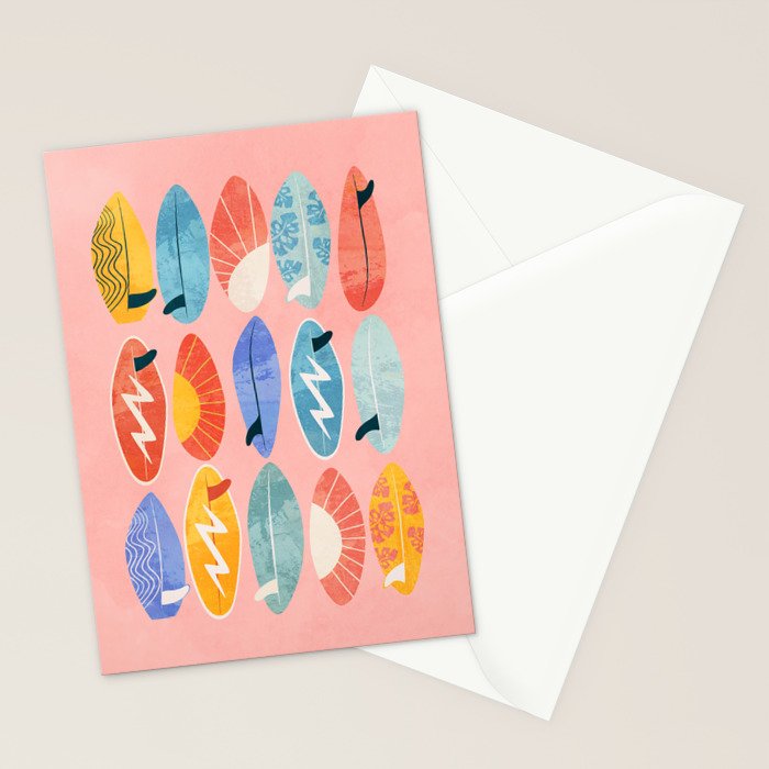 Surfboard pink Stationery Card Gallery Image 2