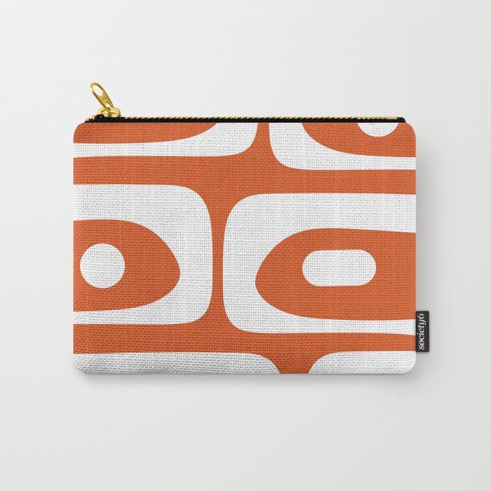 Mid Century Modern Piquet Minimalist Abstract Burnt Orange and White Carry All Pouch Gallery Image 1