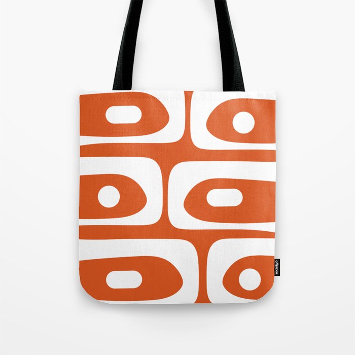 Mid Century Modern Piquet Minimalist Abstract Burnt Orange and White Tote Bag Gallery Image 1