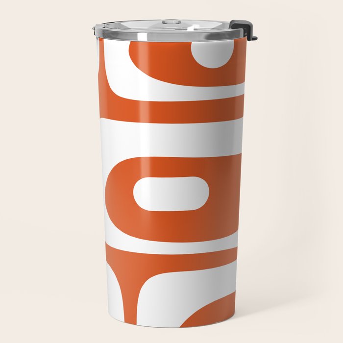 Mid Century Modern Piquet Minimalist Abstract Burnt Orange and White Travel Mug Gallery Image 2