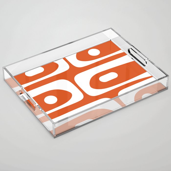 Mid Century Modern Piquet Minimalist Abstract Burnt Orange and White Acrylic Tray Gallery Image 1
