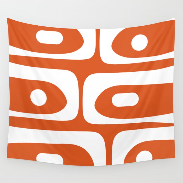 Mid Century Modern Piquet Minimalist Abstract Burnt Orange and White Wall Tapestry Gallery Image 4