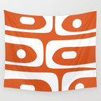 Mid Century Modern Piquet Minimalist Abstract Burnt Orange and White Wall Tapestry Gallery Image 4