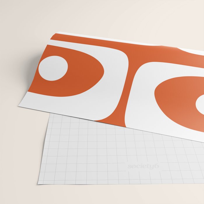 Mid Century Modern Piquet Minimalist Abstract Burnt Orange and White Wrapping Paper Gallery Image 2
