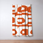 Mid Century Modern Piquet Minimalist Abstract Burnt Orange and White Window Curtain Gallery Image 3
